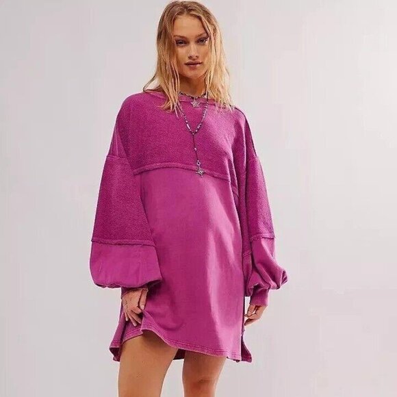 Free People We The Free Coastal Solid Crew Sweatshirt Top Oversized L NEW 274222 - Picture 1 of 8